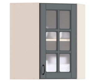 Регина РПУ-60 Полка угловая с витриной Песочный/МДФ Серый матовый