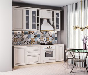 Кухонный гарнитур Регина Песочный/Классика Светлый 2,3 м