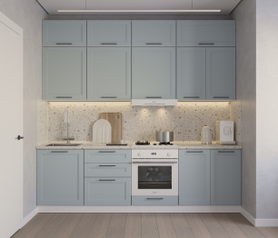 Кухонный гарнитур с антресолью Регина Белый/МДФ Modern Серый 2,6 м