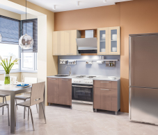 Кухонные гарнитуры, Анна Алюминий/Ваниль глянец/Капучино глянец (без учета столешницы , панели) L-2000