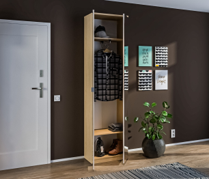 Афина СБ-3312 Шкаф 2 дверный с зеркальным фасадом Дуб Винченца