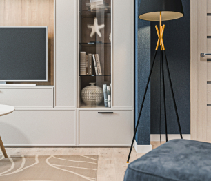 Гостиная (стенка) Милан Серый, Дуб Гамильтон/МДФ Светло серый