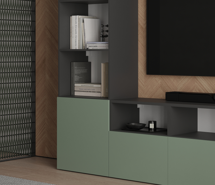 Стенки для гостиной, Гостиная Тренд Диамант серый/Белла Камыш