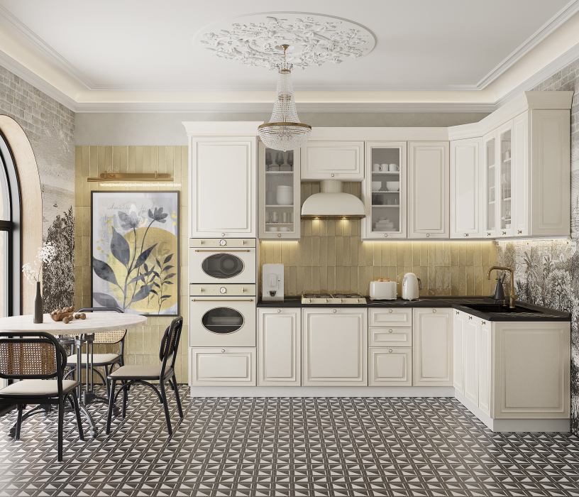 Кухонные гарнитуры, Кухонный гарнитур Регина Белый/Классика Светлый 3х1,7 м