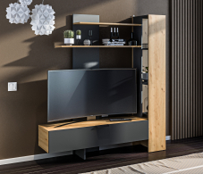 Стенки для гостиной, Стенка Лофт СБ-3411 Дуб дикий,Диамант серый/Диамант серый