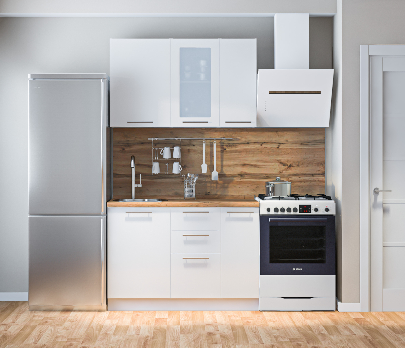 Кухонные гарнитуры, Кухонный гарнитур Регина Белый/Анна МДФ Белый глянец 1,2 м