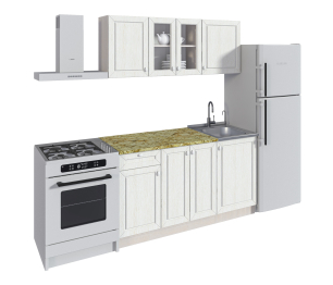 Кухонный гарнитур Катя-150 с витриной Авиньон/Ясень Золото/Мрамор золотой АркобаленоR5