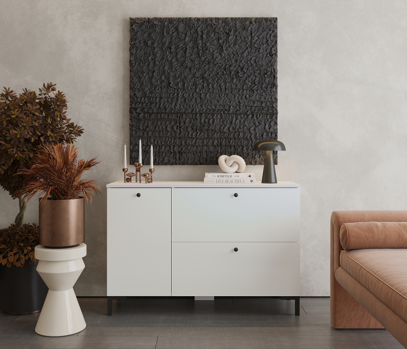 Комоды, Комод Тренд СБ-3447 2 ящика, 1 дверь Белый Альпийский