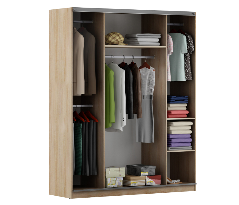Шкафы-купе, Палермо СБ-2060 Шкаф-купе (1768) Дуб Сонома 2D/Текстиль