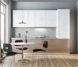 Кухонный гарнитур Анна + Регина Песочный / Белый глянец, Капучино 3 м ПОД КЛЮЧ (полный колмплект)