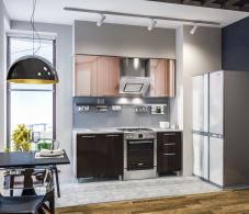 Кухонные гарнитуры, Анна Алюминий/Капучино глянец/Шоколад глянец (без учета столешницы , панели) L-1900