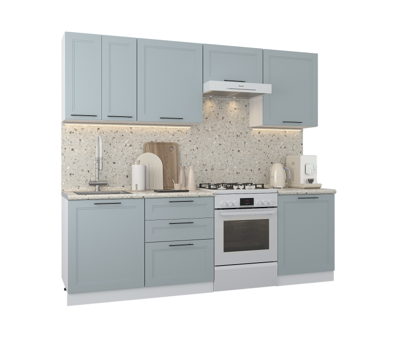 Кухонные гарнитуры, Кухонный гарнитур Регина Белый/МДФ Modern Серый 2,4 м