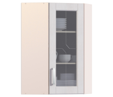 Навесные, Регина РПУ-160 Полка угловая с витриной Песочный/Риф белоснежный