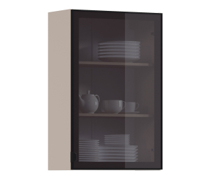 Регина РП-160 Полка Песочный/Витрина алюминий Черный матовый/стекло Бронза