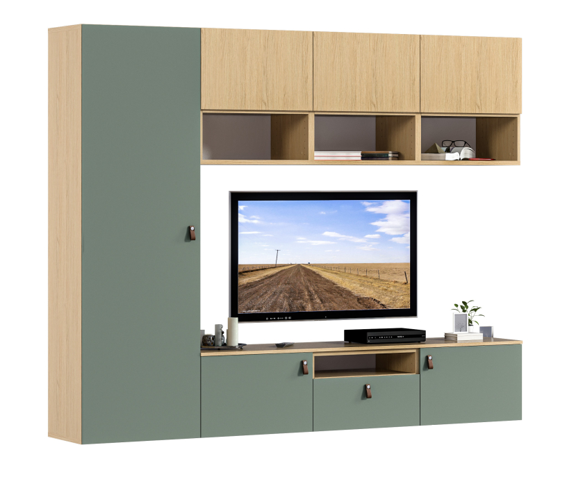 Стенки для гостиной, Гостиная (стенка) Тренд Дуб Винченца / ЛДСП Белла Камыш