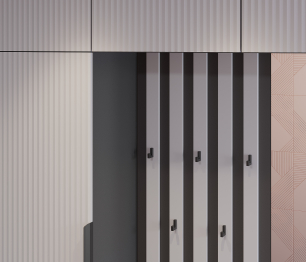 Прихожая Тренд с антресолью и рейками Диамант серый/МДФДжаз Светло-серый