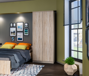 Кито Дуб сонома Комплект (тумба+кровать1600+шкаф)