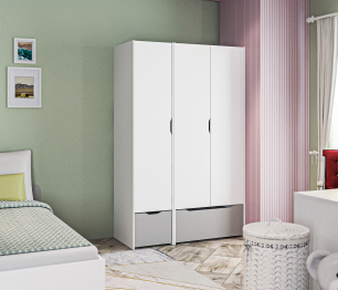 Mika детская две кровати 90 см с основанием и матрасом Белый/Белый, Серый