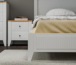 Спальня Монтана Белый Альпийский,Дуб Гамильтон/МДФ Дуб Белый