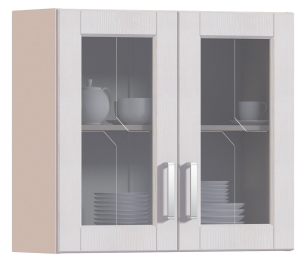 Регина РП-80 Полка с двумя витринами Песочный/Риф белоснежный