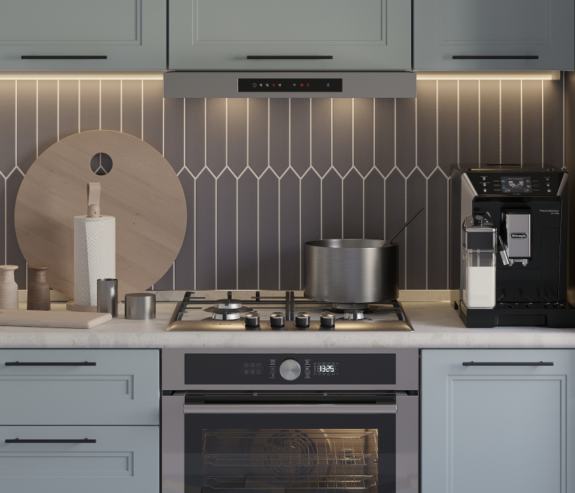 Кухонные гарнитуры, Кухонный гарнитур Регина Белый/МДФ Modern Серый 2,1 м