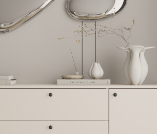 Комод Тренд СБ-3443 3 ящика, 2 двери Кашемир серый/ЛДСП Белла Кашемир серый