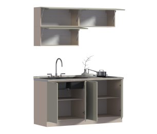 Кухонный гарнитур Регина Квадро Песочный / Латте 1,6 м