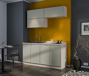 Кухонный гарнитур Регина Квадро Песочный / Латте 1,6 м