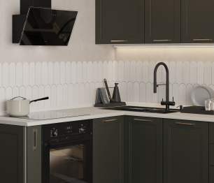 Кухонный гарнитур Регина Белый/MODERN Олива 1,95х1,75 м