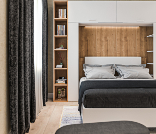 Мальта спальня, кровать 160 см с подъемным механизмом Белый, Дуб Гамильтон