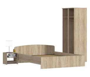 Кито Дуб сонома Комплект (тумба+кровать1600+шкаф)
