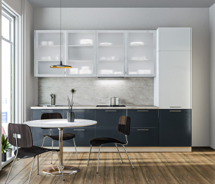 Кухня Регина Белый/МДФ Эстель Графит глянец, белый глянец 3 м