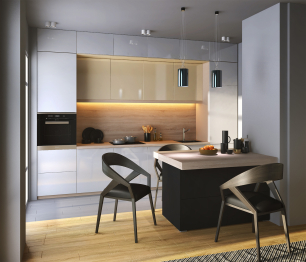 Кухонный гарнитур Анна + Регина Песочный / Белый глянец, Капучино 3,6 м