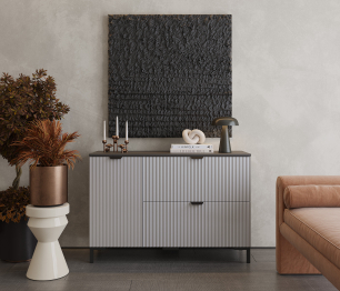 Комод Тренд СБ-3447 2 ящика, 1 дверь Диамант серый/МДФ Джаз серый