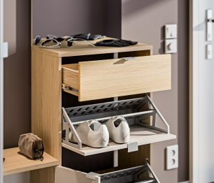 Афина комплект для прихожей с обувницей Дуб Винченца/Кашемир серый