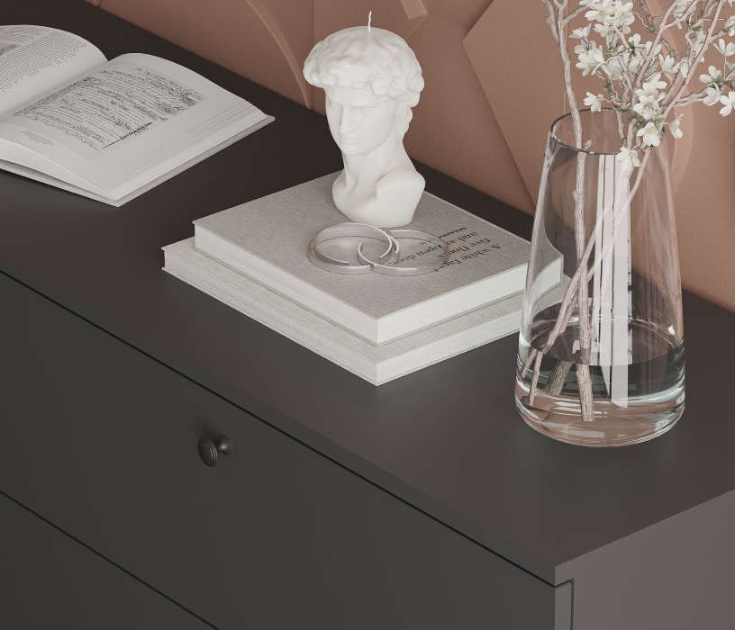 Комоды, Комод Тренд СБ-3446 3 ящика, 1 дверь Диамант серый