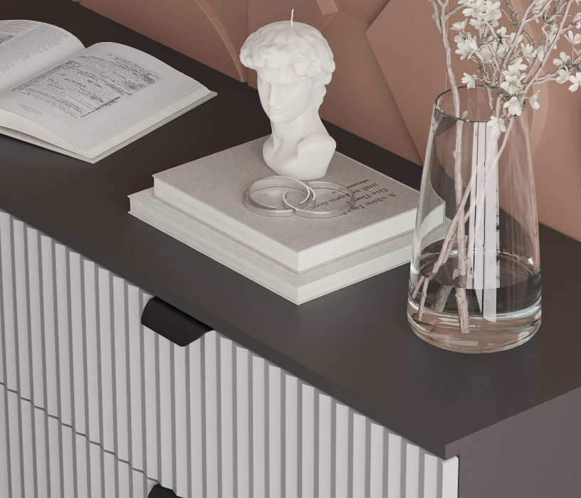 Комоды, Комод Тренд СБ-3446 3 ящика, 1 дверь Диамант серый/МДФ Джаз серый