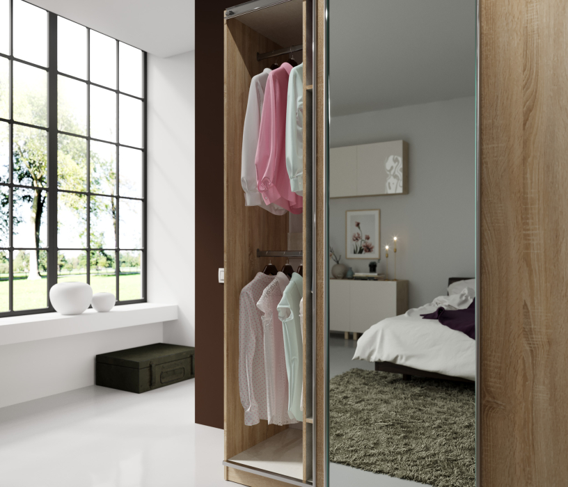 Шкафы-купе, Палермо СБ-2060 Шкаф-купе (1768) Дуб Сонома 2D/Текстиль