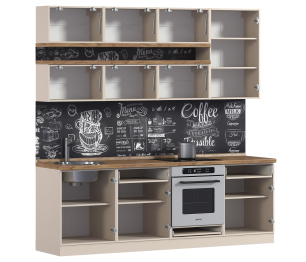 Кухонный гарнитур Анна + Регина Песочный /Белый глянец /Бетон 2,4 м