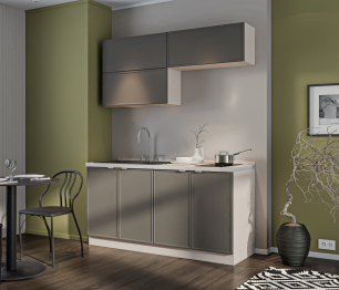 Кухонный гарнитур Регина Квадро Песочный / Базальт 1,6 м