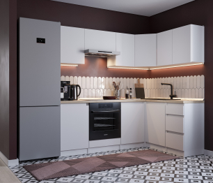 Кухонный гарнитур Леон угловой 210х140 см, белый