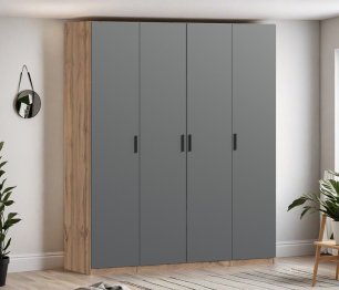 Шкаф четырехдверный Макс 2000 мм, вариант №1 (ЛДСП, корпус дуб вотан)