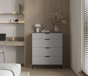 Комод Тренд СБ-3444 4 ящика Белый Диамант серый/МДФ Джаз серый