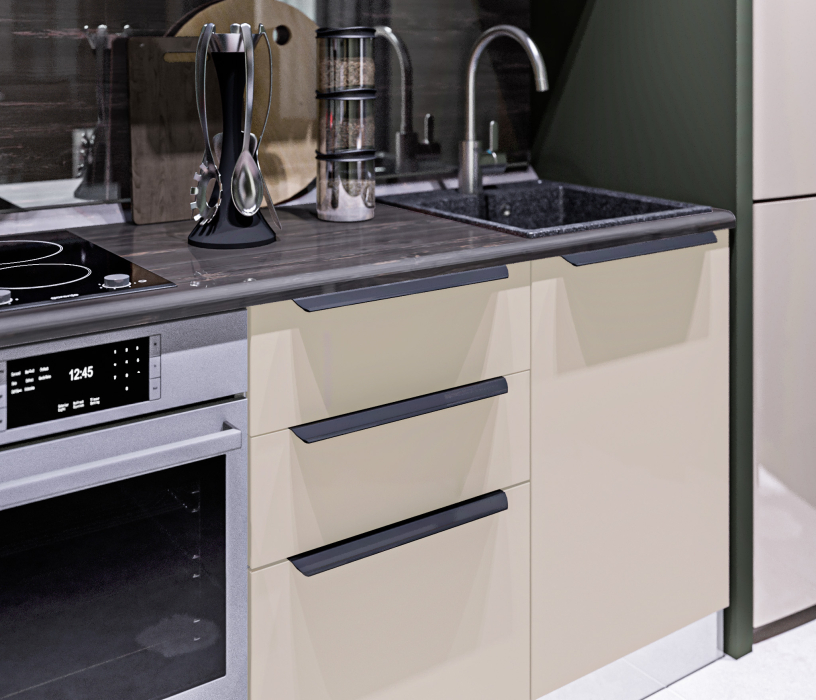 Кухонные гарнитуры, Кухонный гарнитур Регина Песочный/Белла Кашемир серый/Ипанема 1,75 м