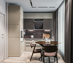 Кухонный гарнитур Регина Песочный/Квадро Латте 1,65х2,3 м