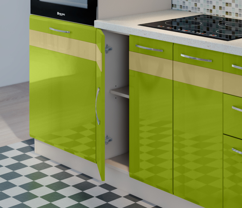 Кухонные гарнитуры, Регина Песочный/Оливковый Глянец22/Сандал/Сонора 2650*1500