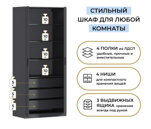 Шкаф двухдверный Макс 1000 мм, вариант №5 (ЛДСП)
