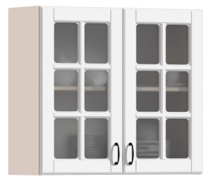 Регина РП-80 Полка с двумя витринами Песочный/МДФ Белый матовый