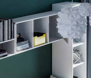 Mika / Мика детская Белый/Серый (пенал, стеллаж, полки, кровать с основанием и ящиком)