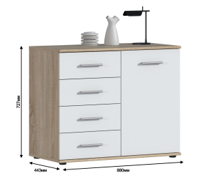 Комплект Мамбо (кровать и комод), Дуб Сонома/Белый